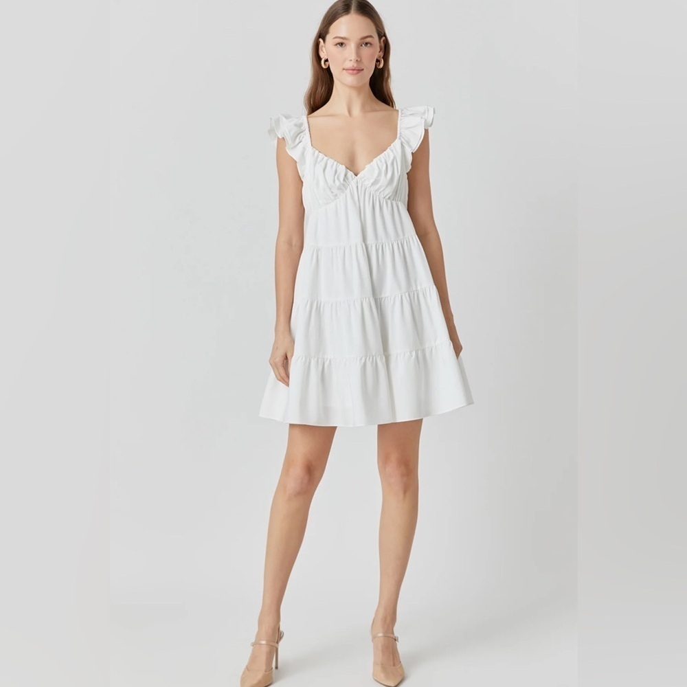 NWT! Endless Rose Ruffle Tiered Flounce Elegant White Dress Size Small